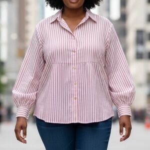 Torrid Pink and White Striped Blouse size 4